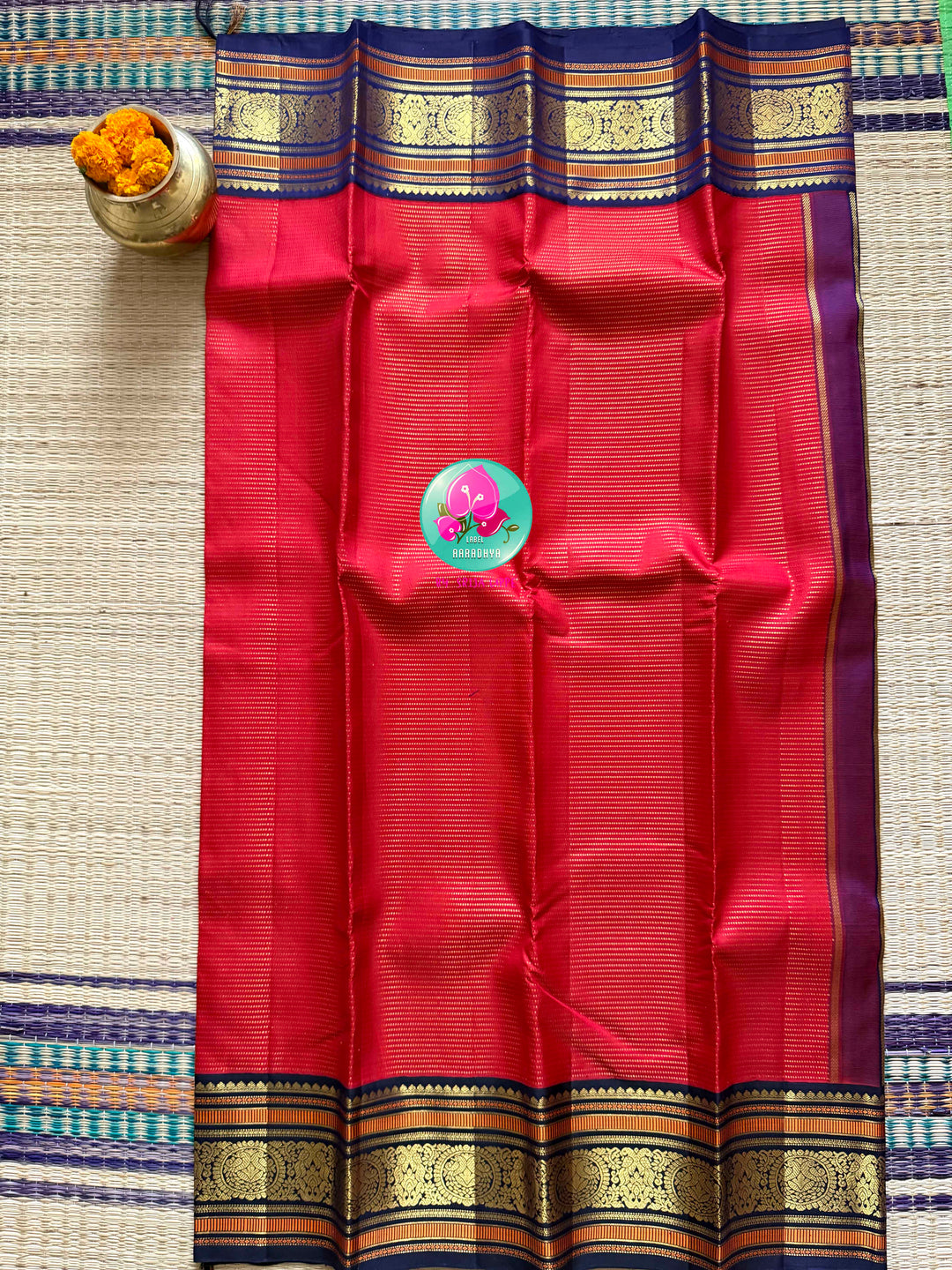 The Gilded Epoch: 3G Zari Vaira Oosi Kanchipattu Saree with Royal Peacock Border