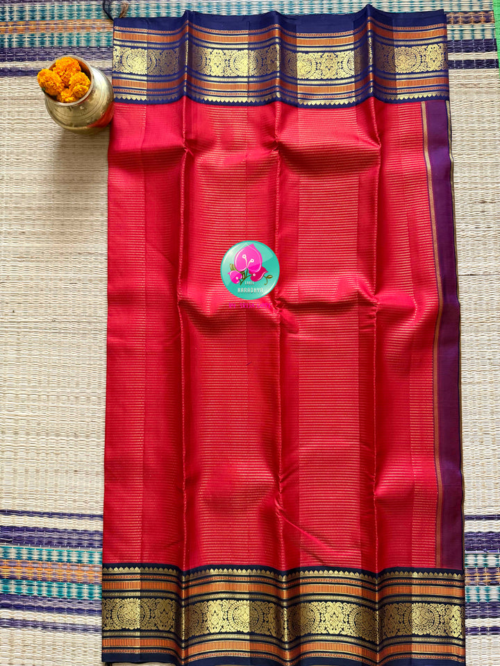 The Gilded Epoch: 3G Zari Vaira Oosi Kanchipattu Saree with Royal Peacock Border