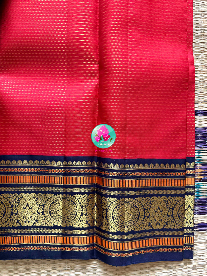 The Gilded Epoch: 3G Zari Vaira Oosi Kanchipattu Saree with Royal Peacock Border