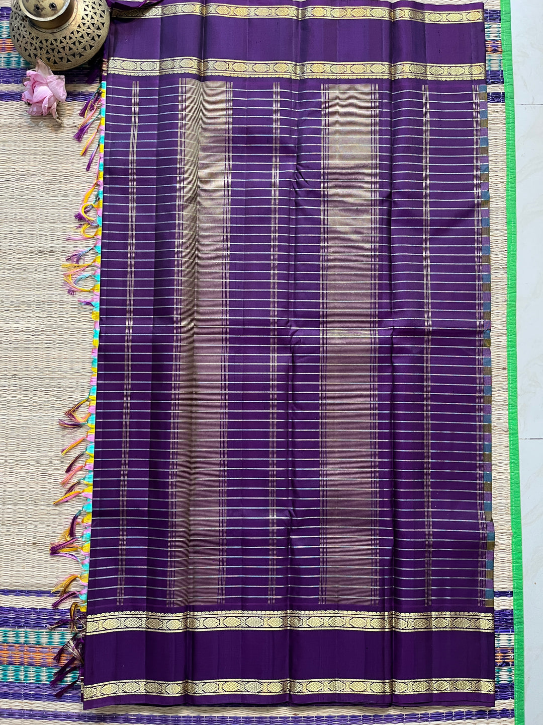 2g zari traditional gap border with multicoloured madras checks