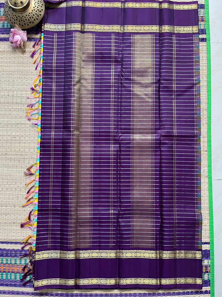 2g zari traditional gap border with multicoloured madras checks
