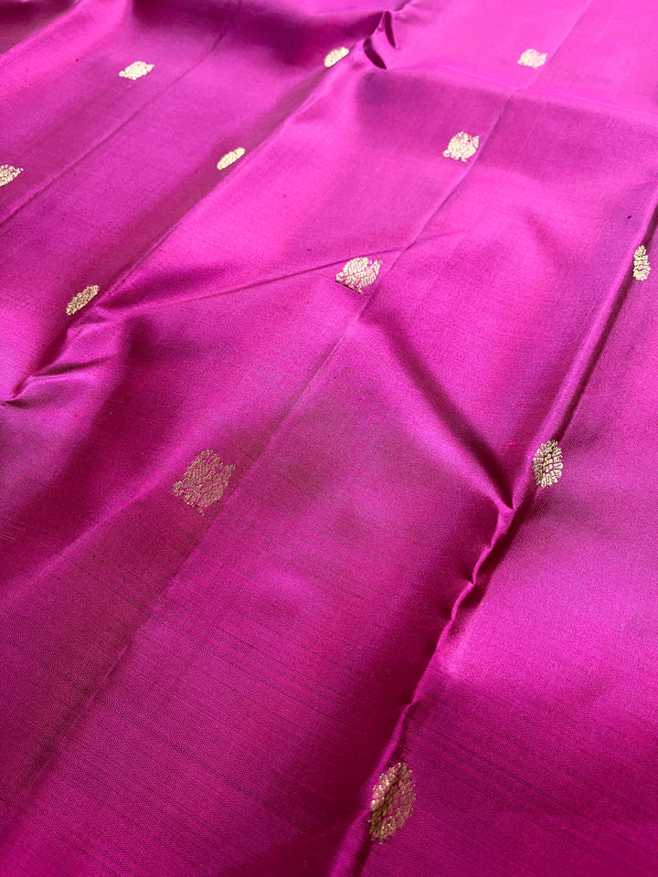 Pink and brown combination saree in 2g Zari traditional border