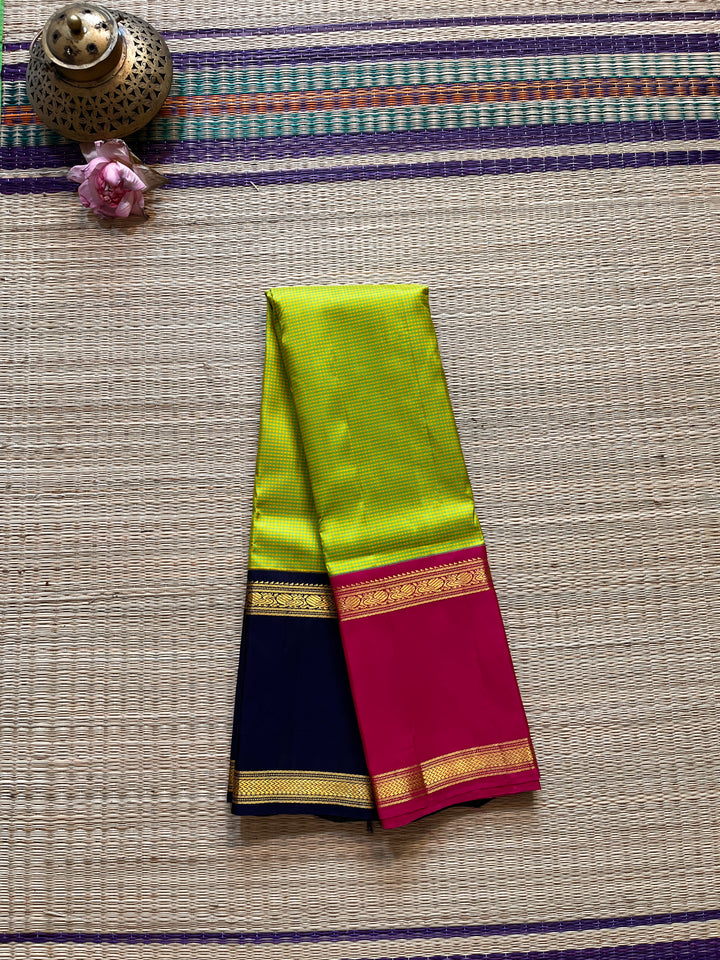 Old school Madras checks Kanjeevaram saree