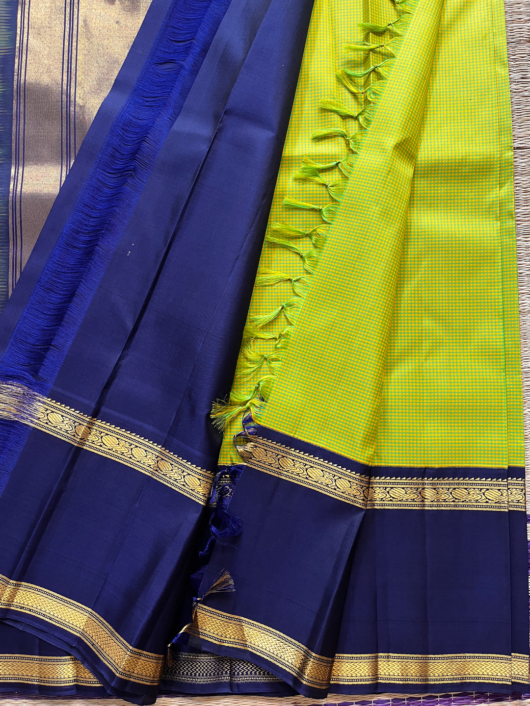 Old school Madras checks Kanjeevaram saree