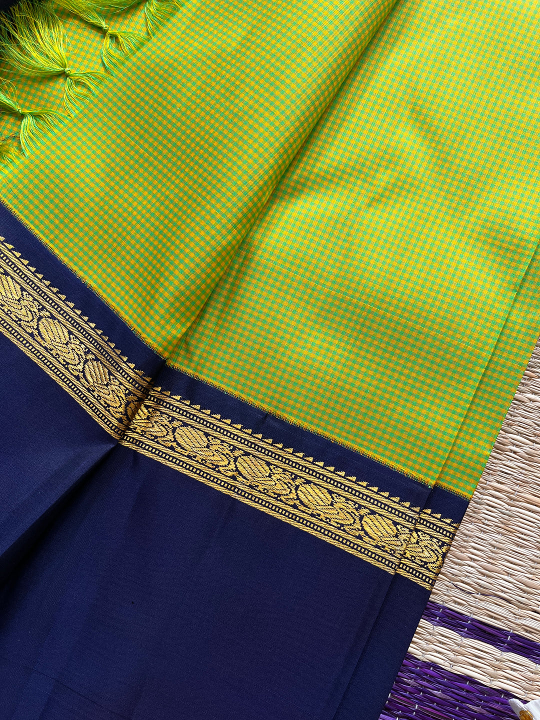 Old school Madras checks Kanjeevaram saree