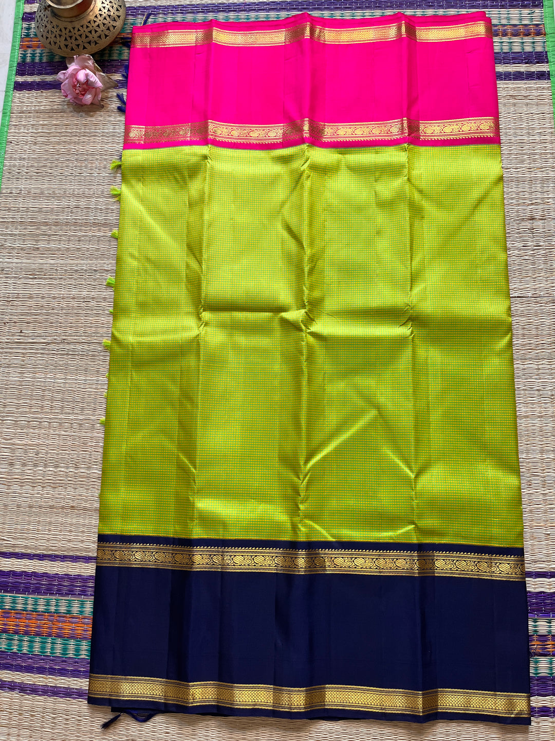 Old school Madras checks Kanjeevaram saree