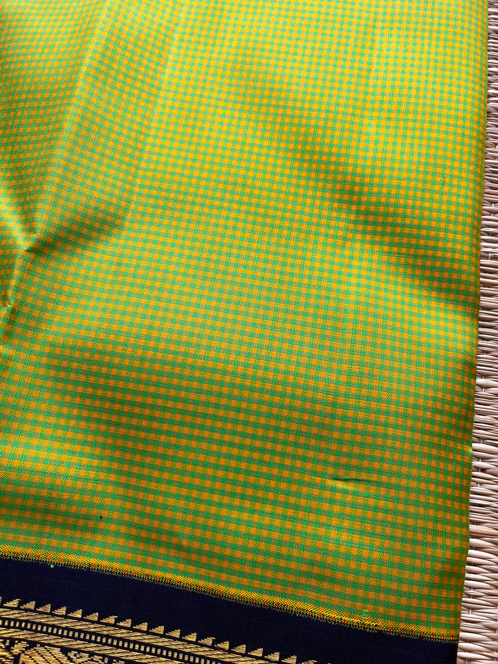 Old school Madras checks Kanjeevaram saree