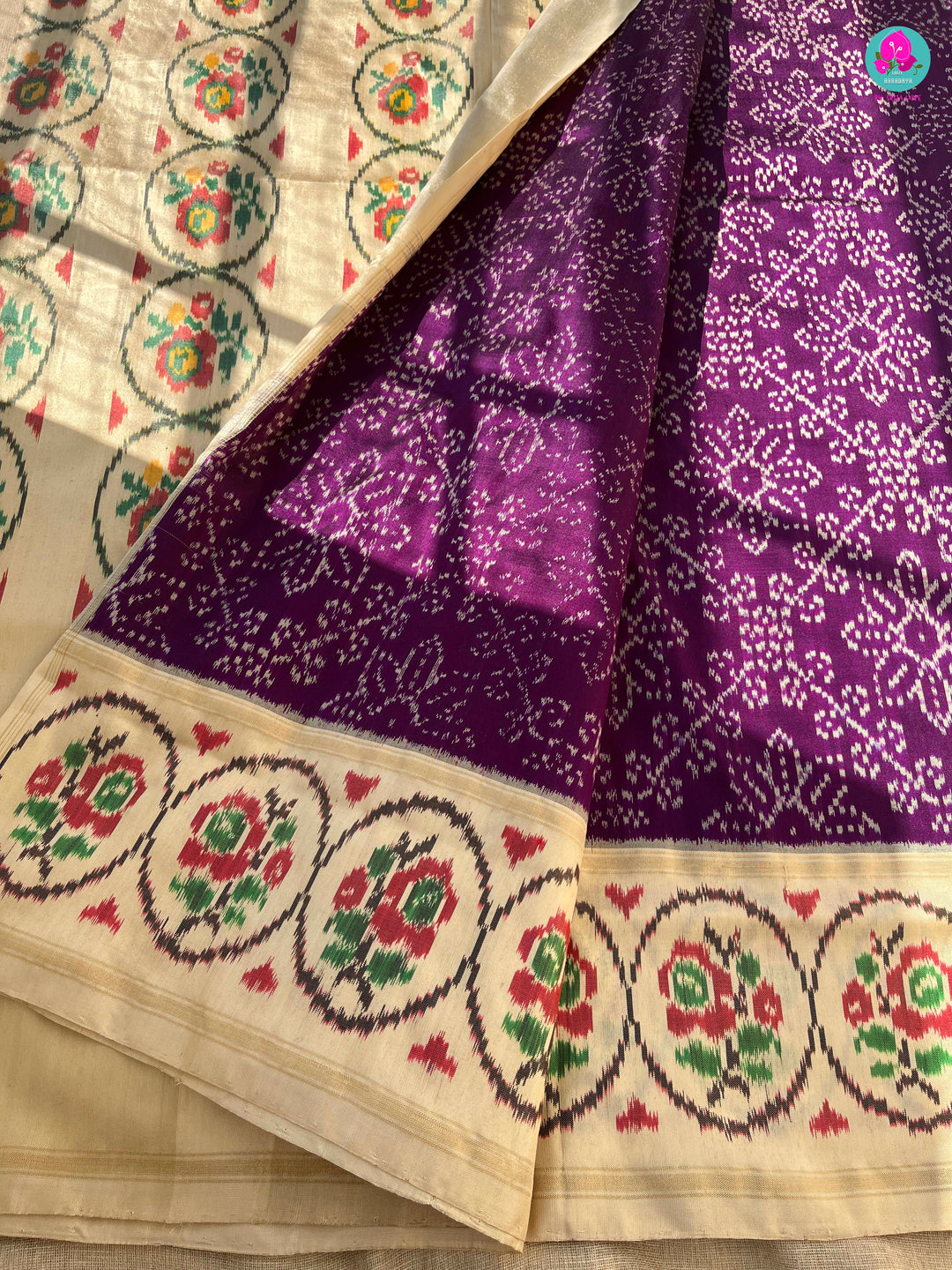Hand Woven Ikkat Bandhej & patola fusion design saree