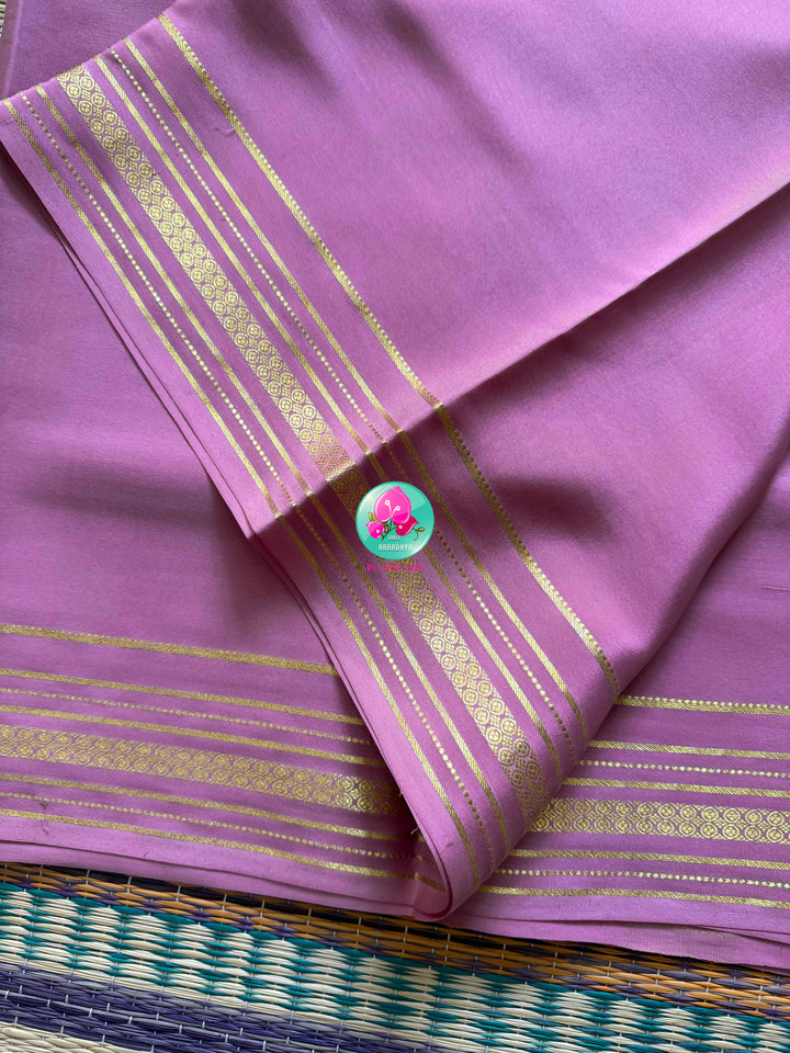 The Blush Horizon: Pure Onion Pink Mysore Silk Saree with Zari Stripes Border
