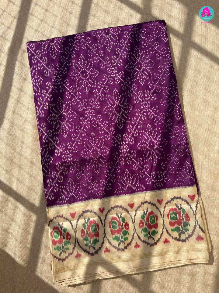 Hand Woven Ikkat Bandhej & patola fusion design saree