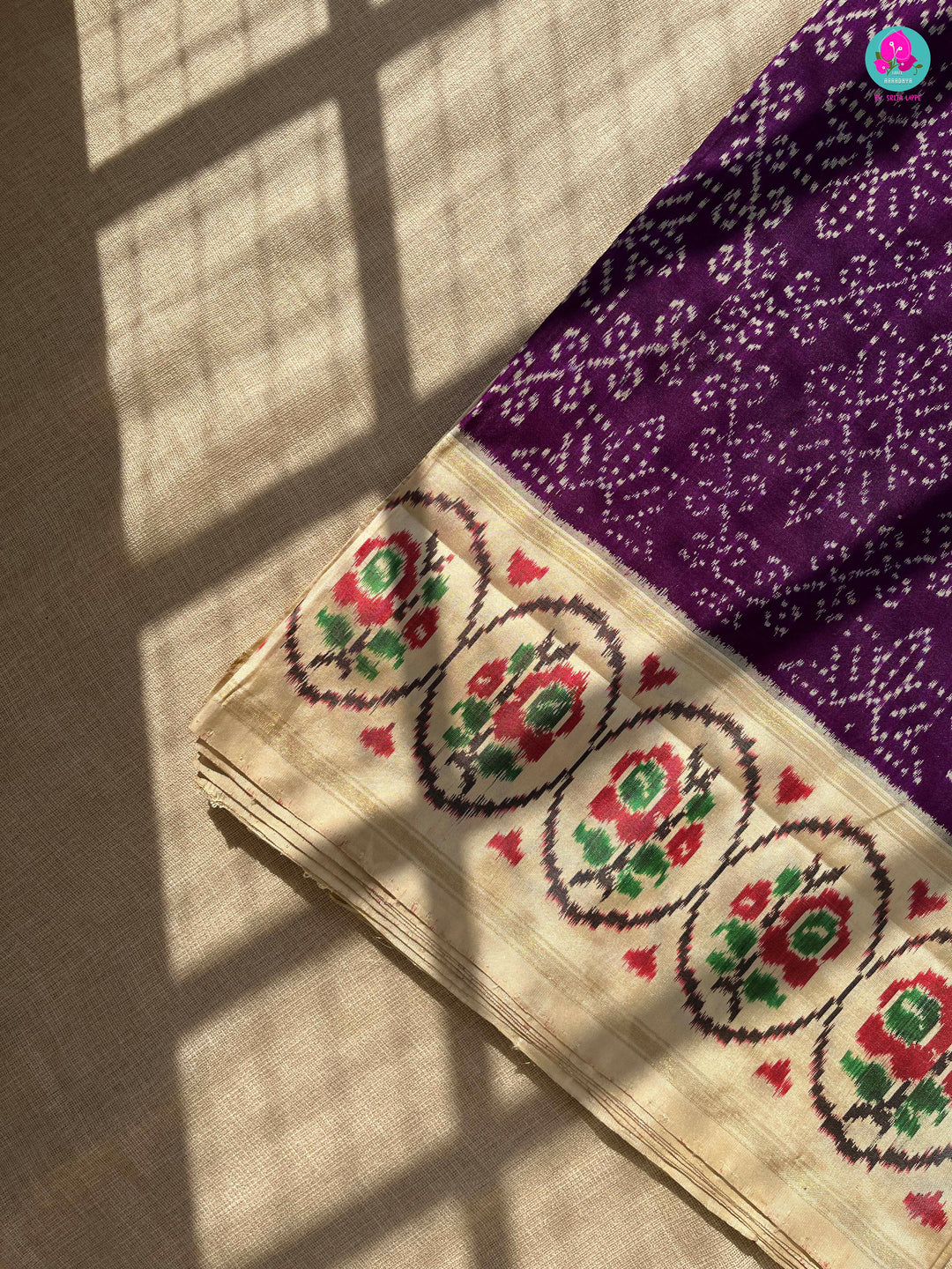 Hand Woven Ikkat Bandhej & patola fusion design saree
