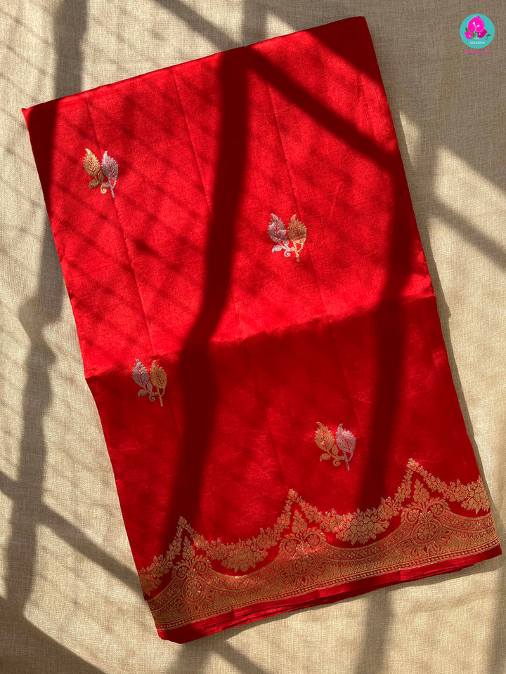 Pure Raw Mango Silk Saree with Scallop style border