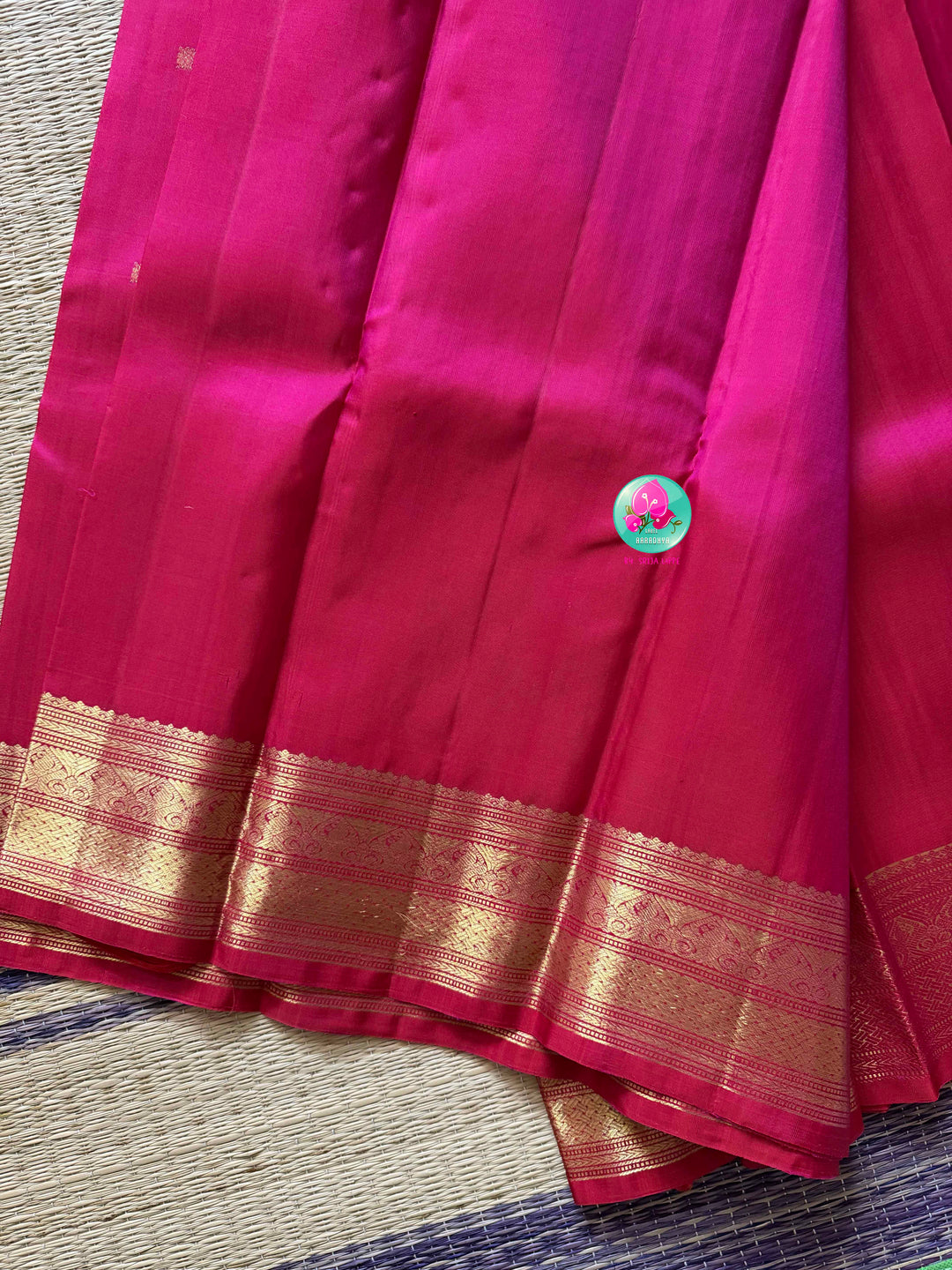The Rose Quartz Glow: Pure Pink 2g Kanchipattu Saree with Traditional Gilded Border