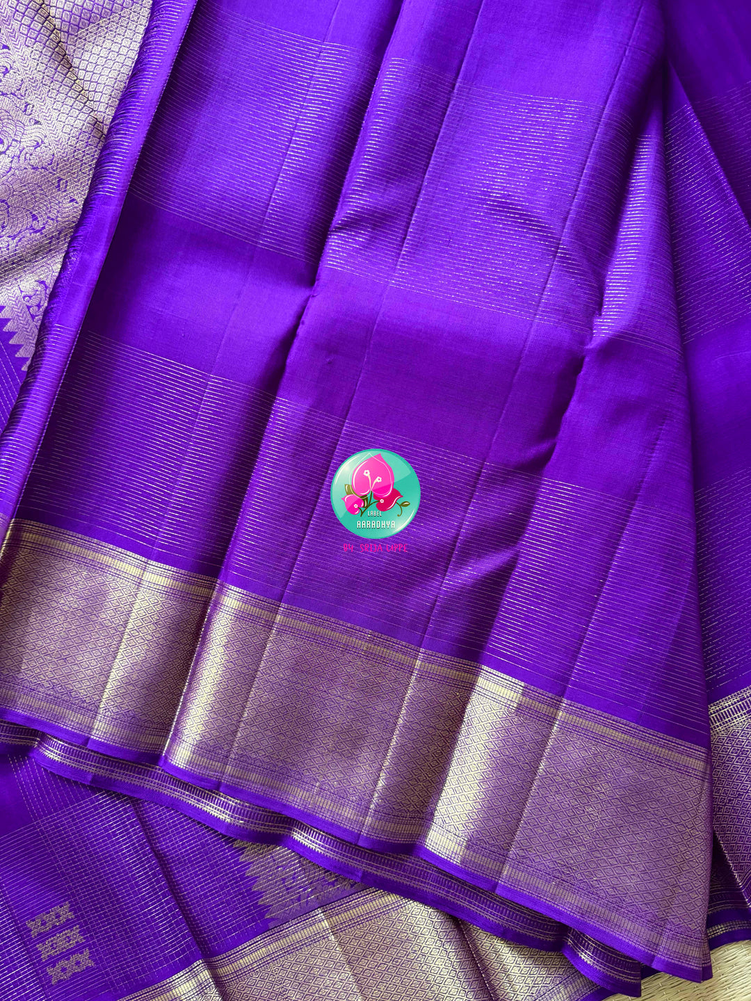 Royal Amethyst: Vintage Purple Vaira Oosi Kanchipattu Saree with Traditional Gilded Border