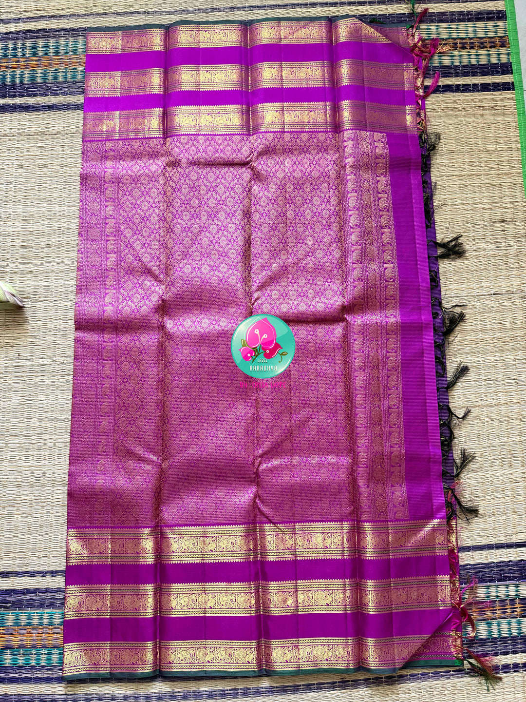 Amethyst Rain & Magenta Bloom: 2g Vaira Oosi Kanchipattu Saree