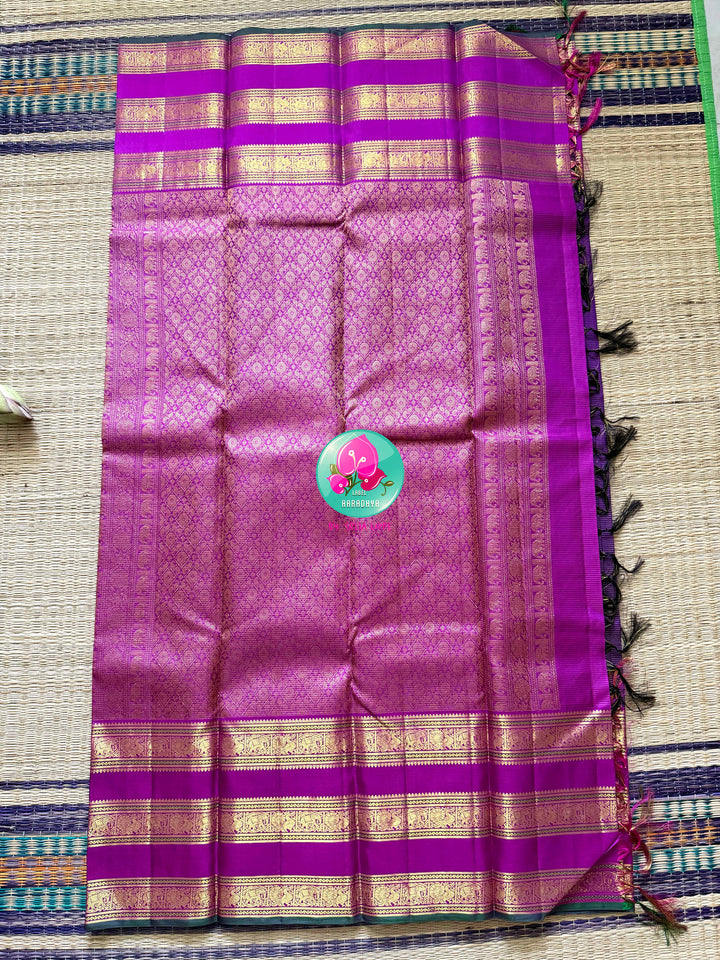 Amethyst Rain & Magenta Bloom: 2g Vaira Oosi Kanchipattu Saree