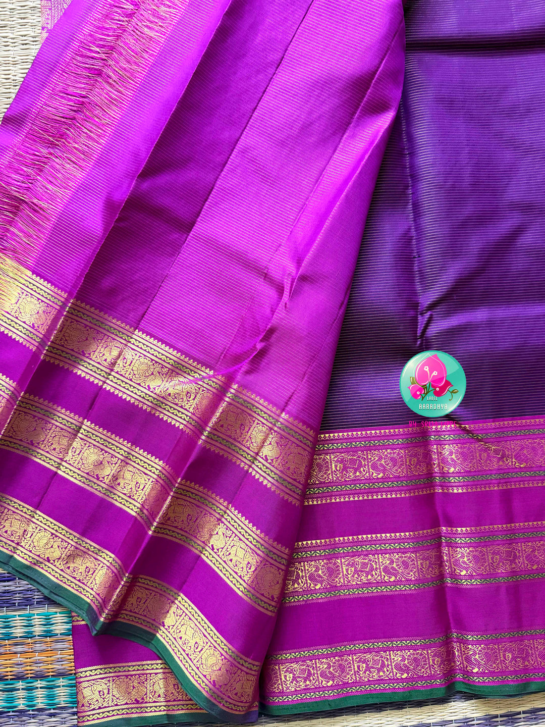 Amethyst Rain & Magenta Bloom: 2g Vaira Oosi Kanchipattu Saree