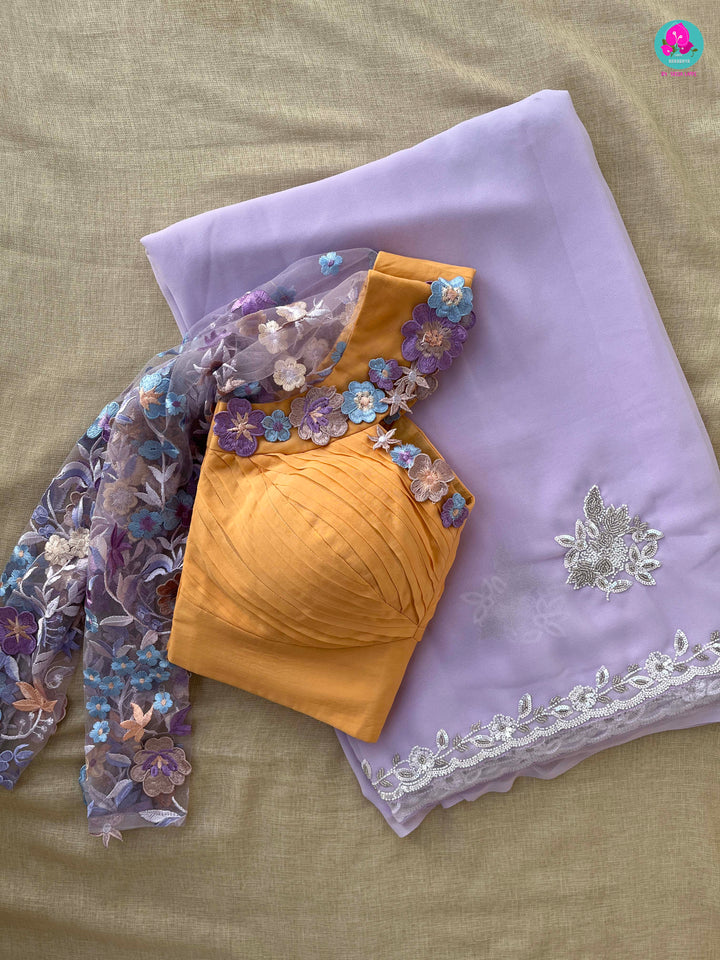Hand Embroidered Georgette Saree with Applique work blouse
