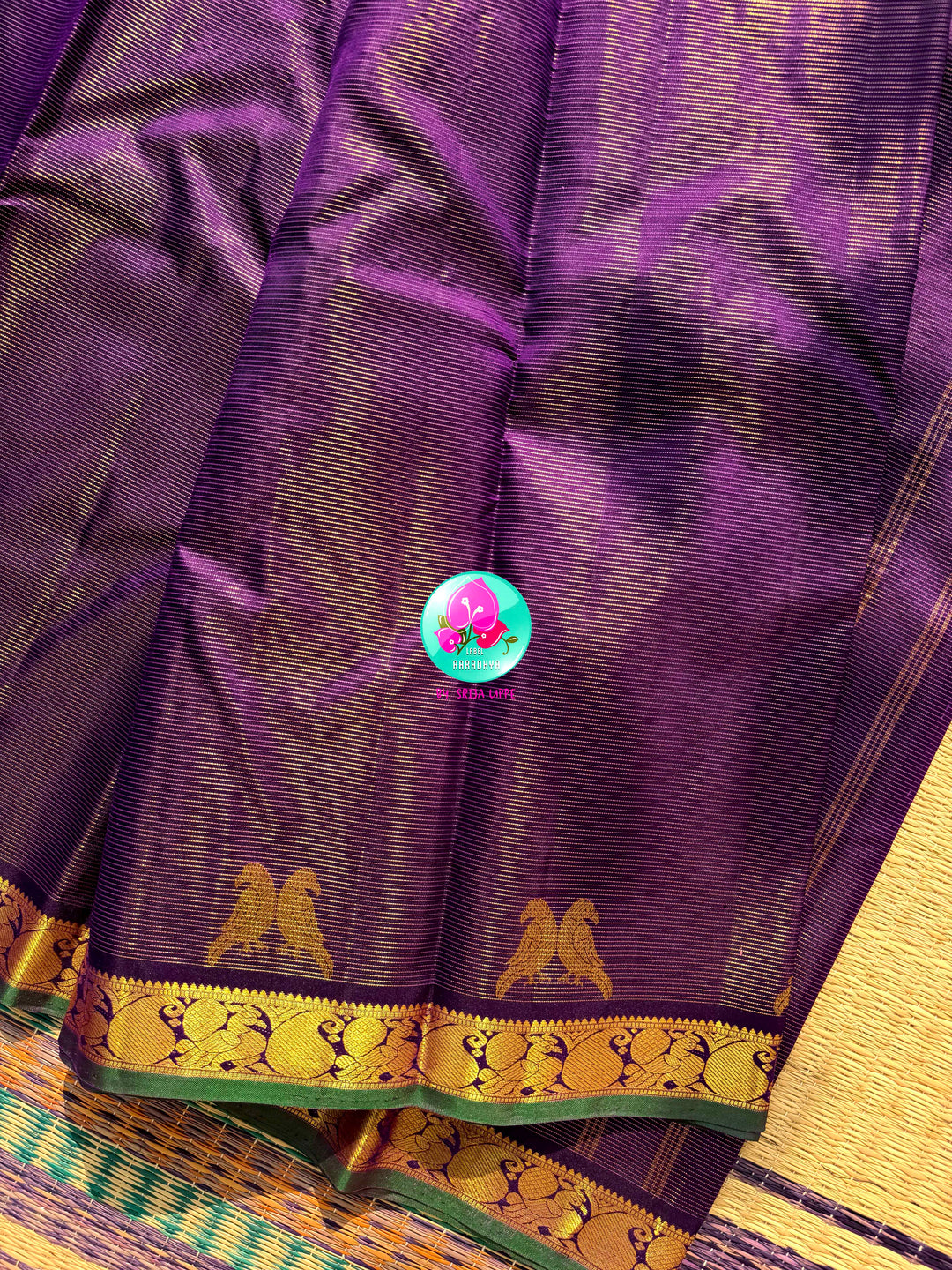 The Amethyst Flight: Purple Vaira Oosi Kanchipattu Saree with Artisan Bird Embroidery