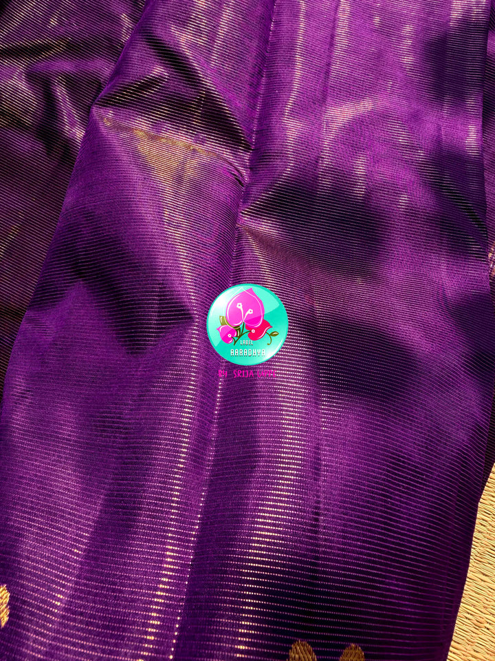 The Amethyst Flight: Purple Vaira Oosi Kanchipattu Saree with Artisan Bird Embroidery