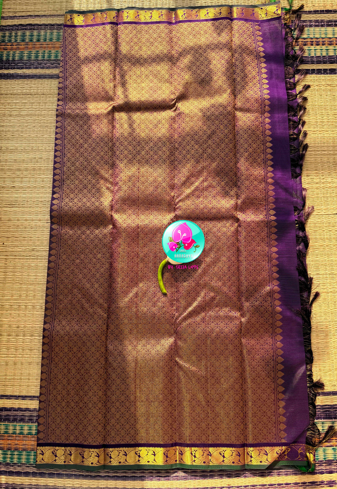 The Amethyst Flight: Purple Vaira Oosi Kanchipattu Saree with Artisan Bird Embroidery