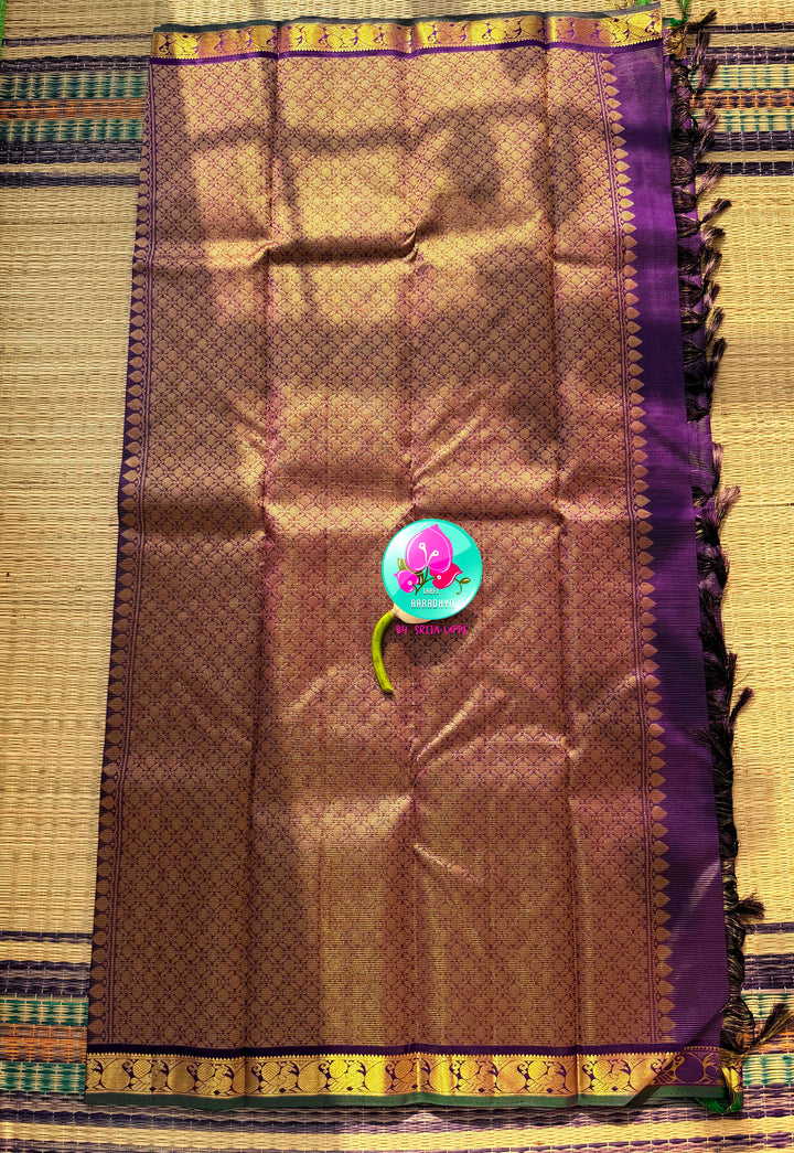 The Amethyst Flight: Purple Vaira Oosi Kanchipattu Saree with Artisan Bird Embroidery