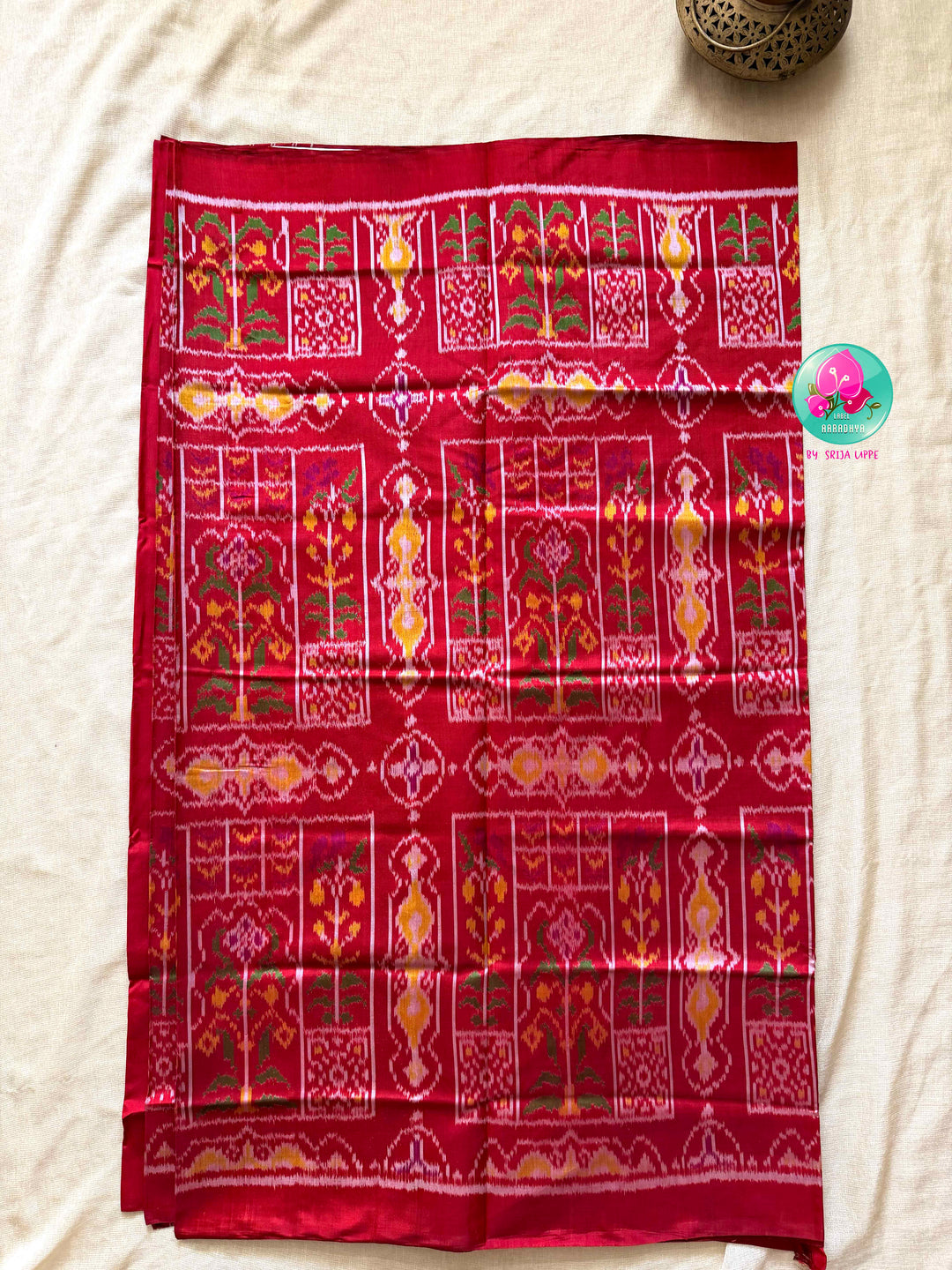 The Crimson Current: 5-Ply Red Rajkot Patola Saree in Contemporary Design