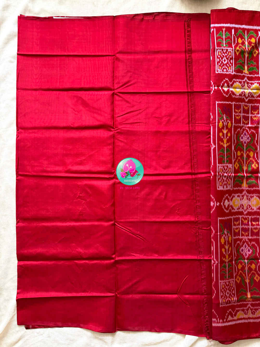 The Crimson Current: 5-Ply Red Rajkot Patola Saree in Contemporary Design