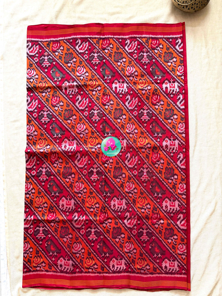 The Sunburst Heritage: 8-Ply Patan Patola Saree in Vibrant Orange & Red