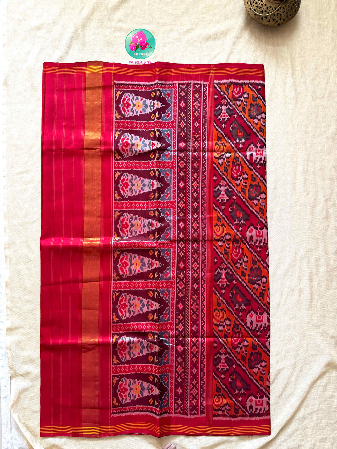 The Sunburst Heritage: 8-Ply Patan Patola Saree in Vibrant Orange & Red