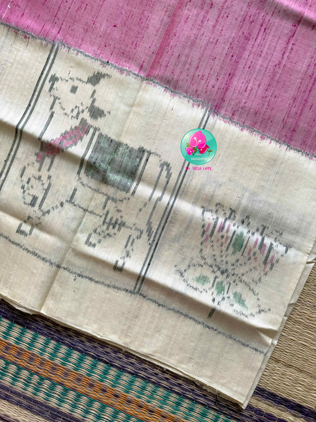 The Sacred Pasture: Pure Raw Mulberry Silk Saree with Pichwai & Nandini Artistry