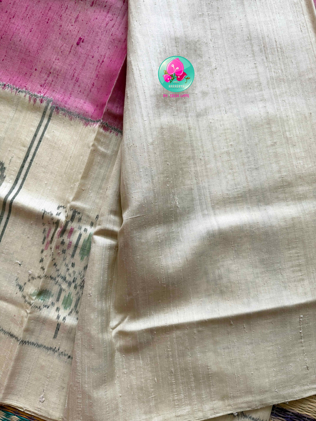 The Sacred Pasture: Pure Raw Mulberry Silk Saree with Pichwai & Nandini Artistry