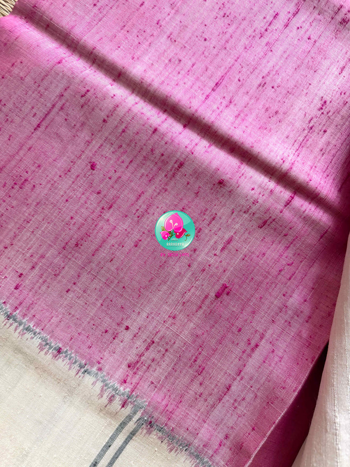 The Sacred Pasture: Pure Raw Mulberry Silk Saree with Pichwai & Nandini Artistry