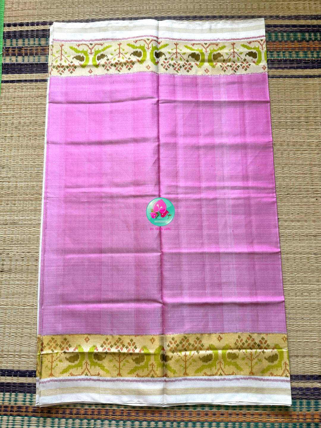 The Pale Blush Confluence: 5-Ply Saree in Rajkot Patola with Paithani-Inspired Grace
