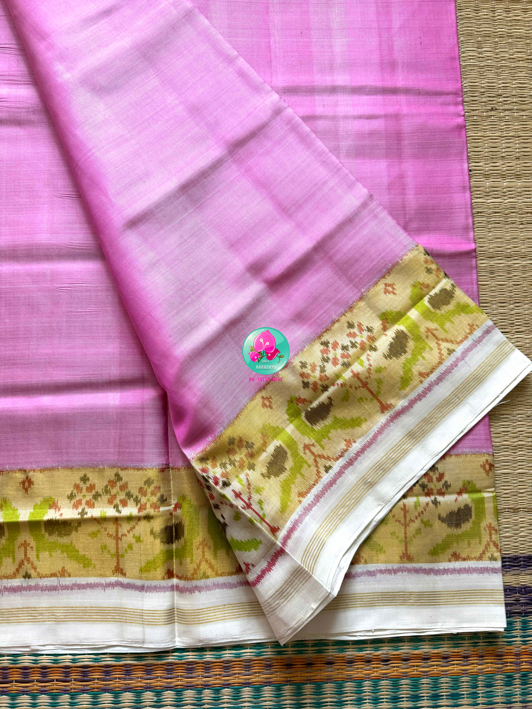 The Pale Blush Confluence: 5-Ply Saree in Rajkot Patola with Paithani-Inspired Grace