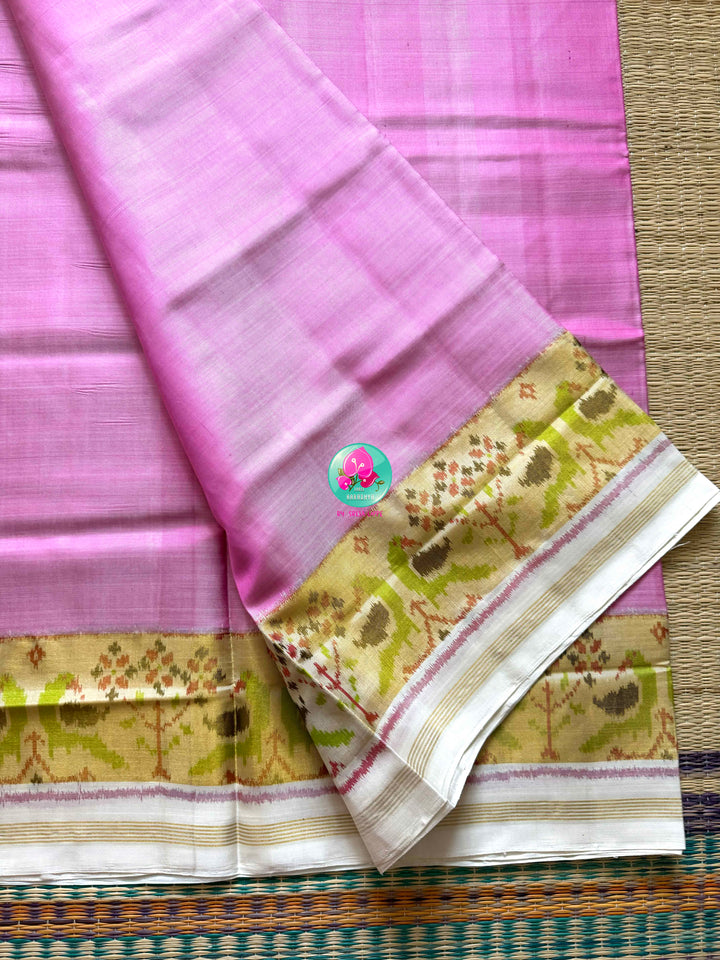The Pale Blush Confluence: 5-Ply Saree in Rajkot Patola with Paithani-Inspired Grace