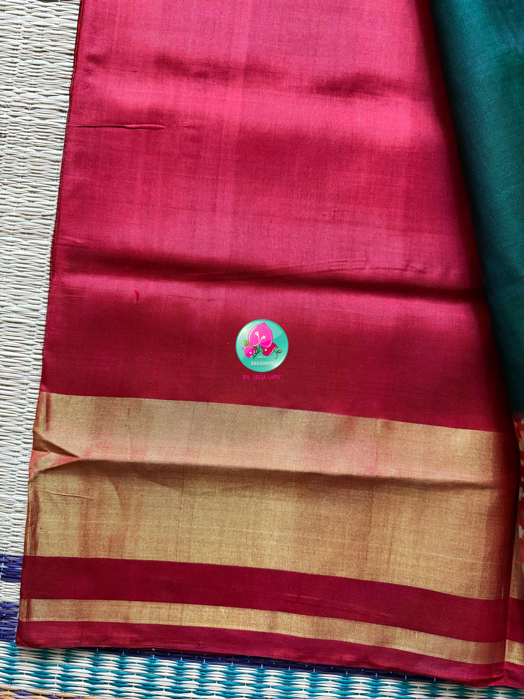The Emerald Gaala: Bottle Green Rajkot Patola Saree in 5-Ply Mulberry Silk