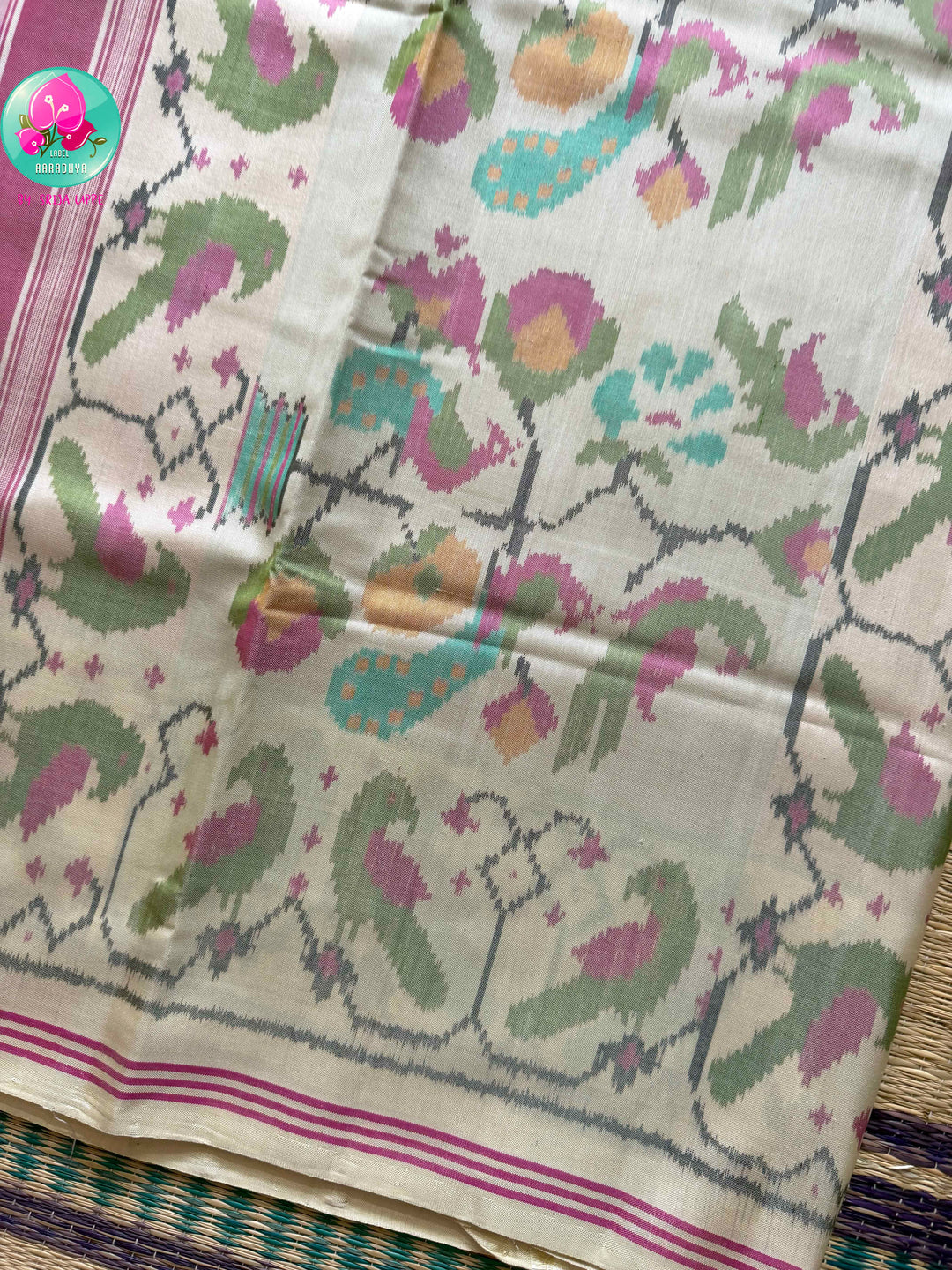 The Petal Symphony: 8-Ply Patan Patola Saree with Paithani-Inspired Grace