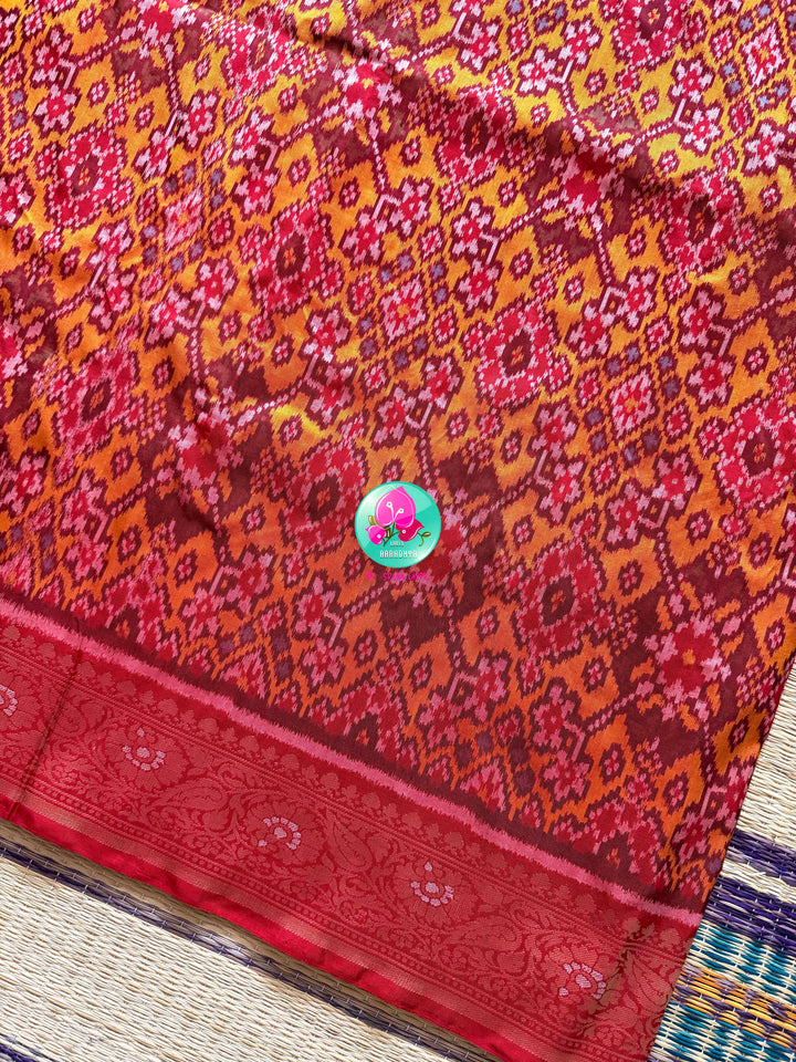 The Artisanal Confluence: Patola-Banarasi Fusion Pure Silk Saree