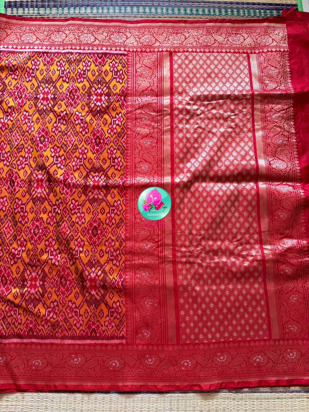 The Artisanal Confluence: Patola-Banarasi Fusion Pure Silk Saree