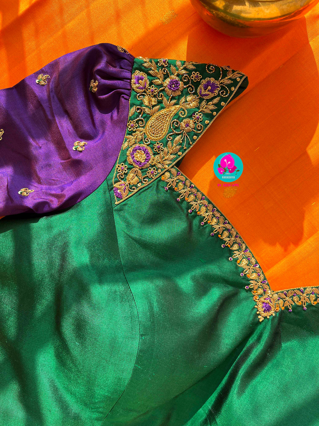 Pure Kanchipattu handloom saree in traditional peacock motifs paired with hand embroidered blouse