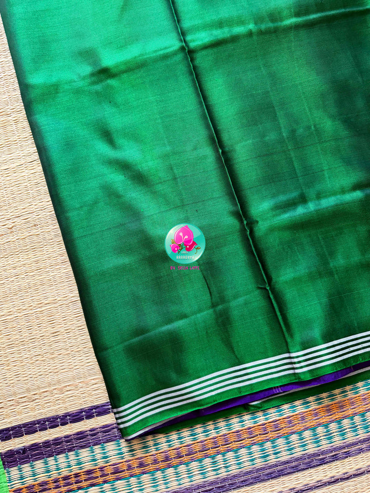 The Mirror of Mastery: Reversible Emerald & Amethyst Twill Patola Saree
