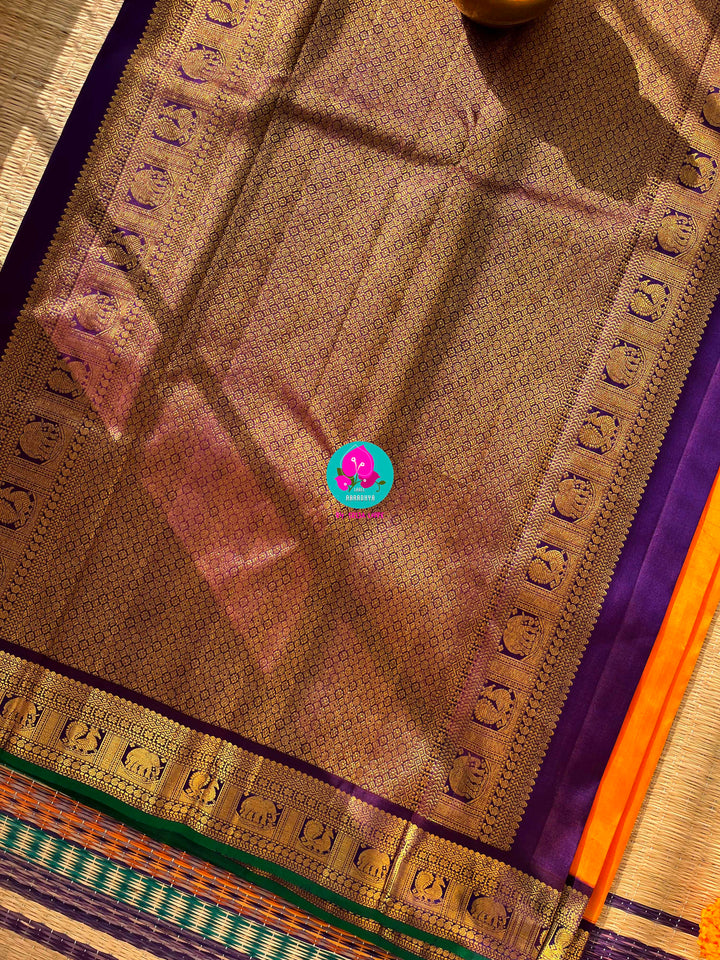 Pure Kanchipattu handloom saree in traditional peacock motifs paired with hand embroidered blouse