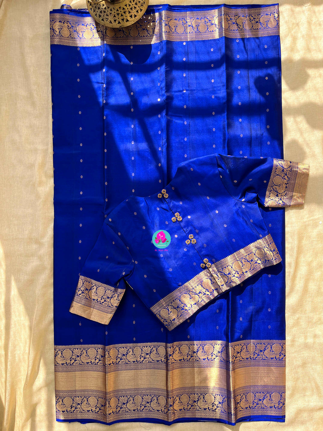 Pure Kanchi silk saree in Royal Blue with designer Blouse