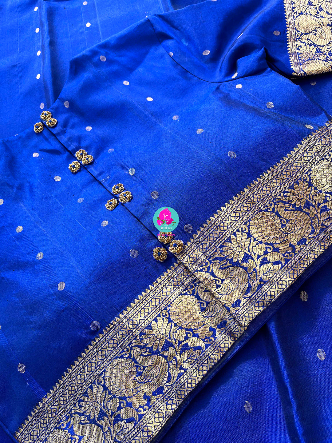 Pure Kanchi silk saree in Royal Blue with designer Blouse
