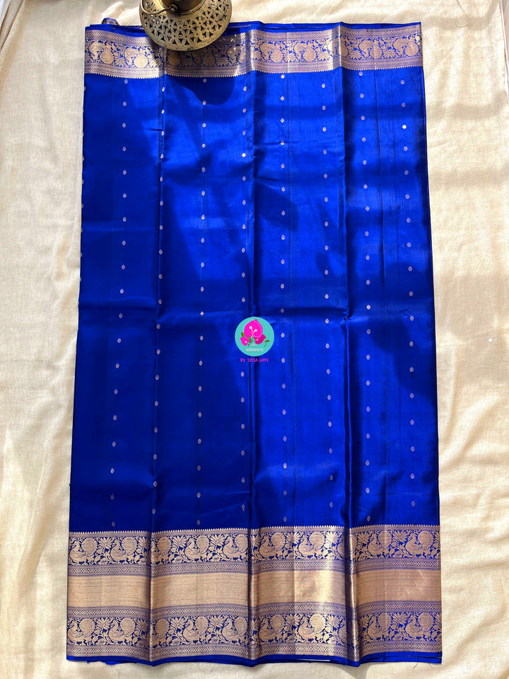 Pure Kanchi silk saree in Royal Blue with designer Blouse