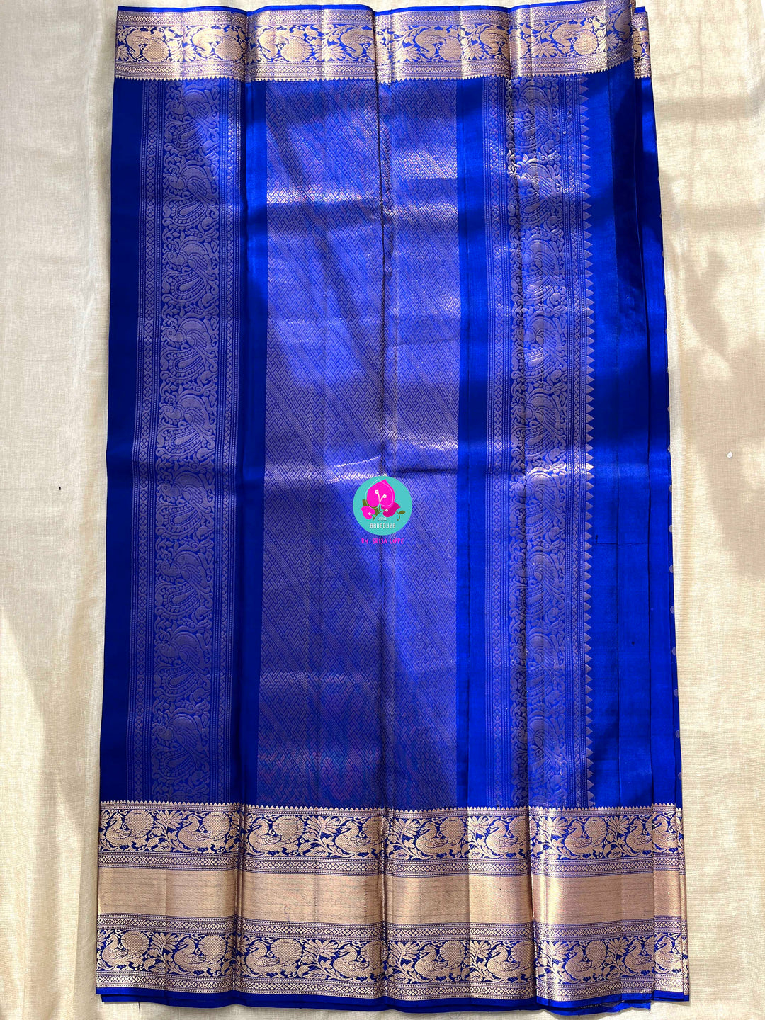 Pure Kanchi silk saree in Royal Blue with designer Blouse