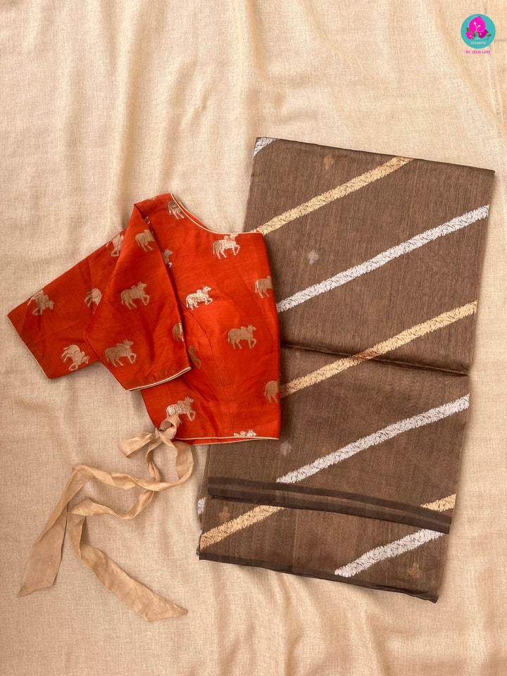 Pure Kora Tissue silk Saree with pure Chanderi silk blouse