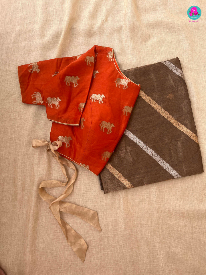 Pure Kora Tissue silk Saree with pure Chanderi silk blouse