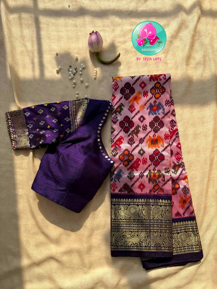 The Amethyst Leheriya: Pure Mulberry Silk Patola Saree with Vintage Kanchi Heritage